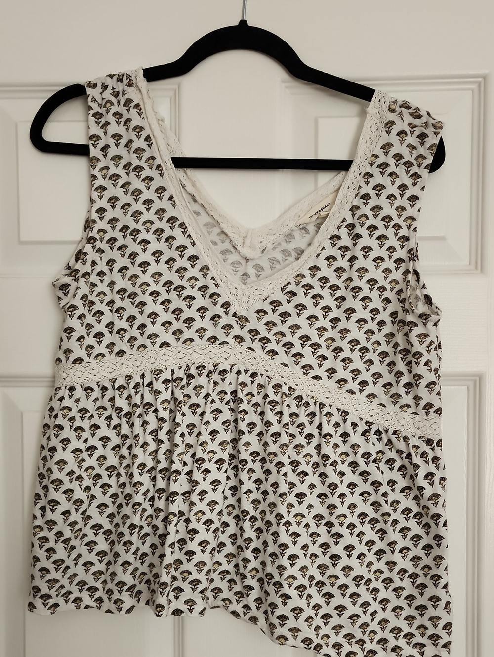 Lucky Brand Cream Tank with Brown Floral Print
